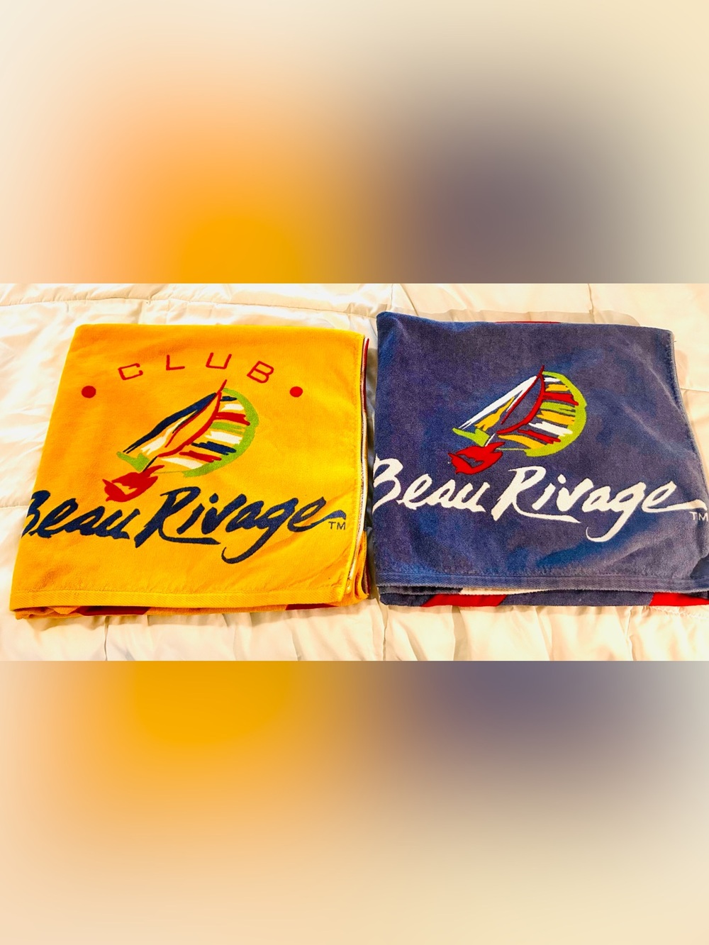 Vintage 1990s Beau Rivage Resort beach towel set
